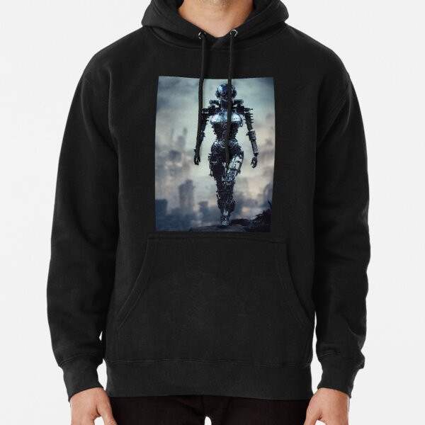 A female terminator in a post-apocalyptic world. Pullover Hoodie RB1710 product Offical military Merch